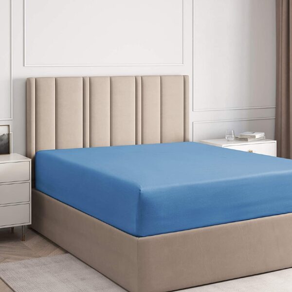 husa de pat cu elastic albastra