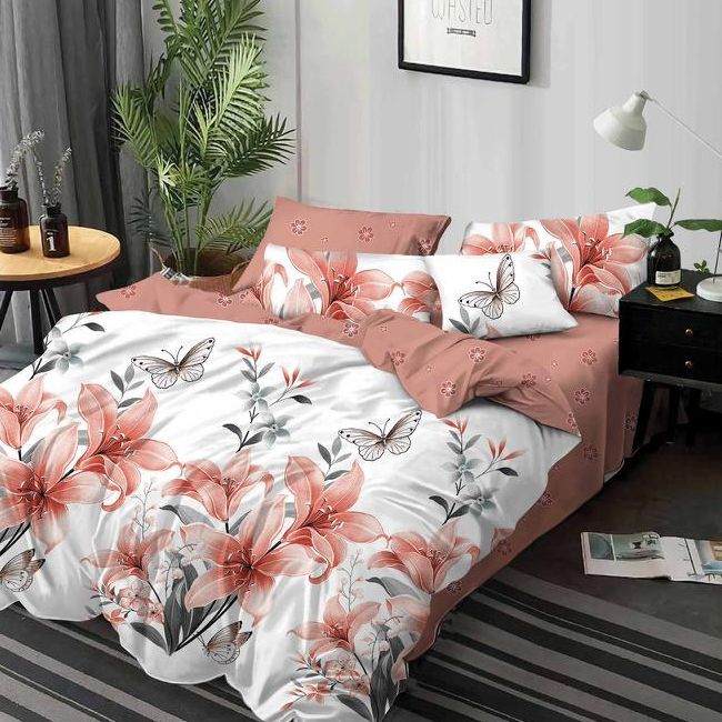 lenjerie alb portocalie cu flori lenjerie alb portocalie cu flori