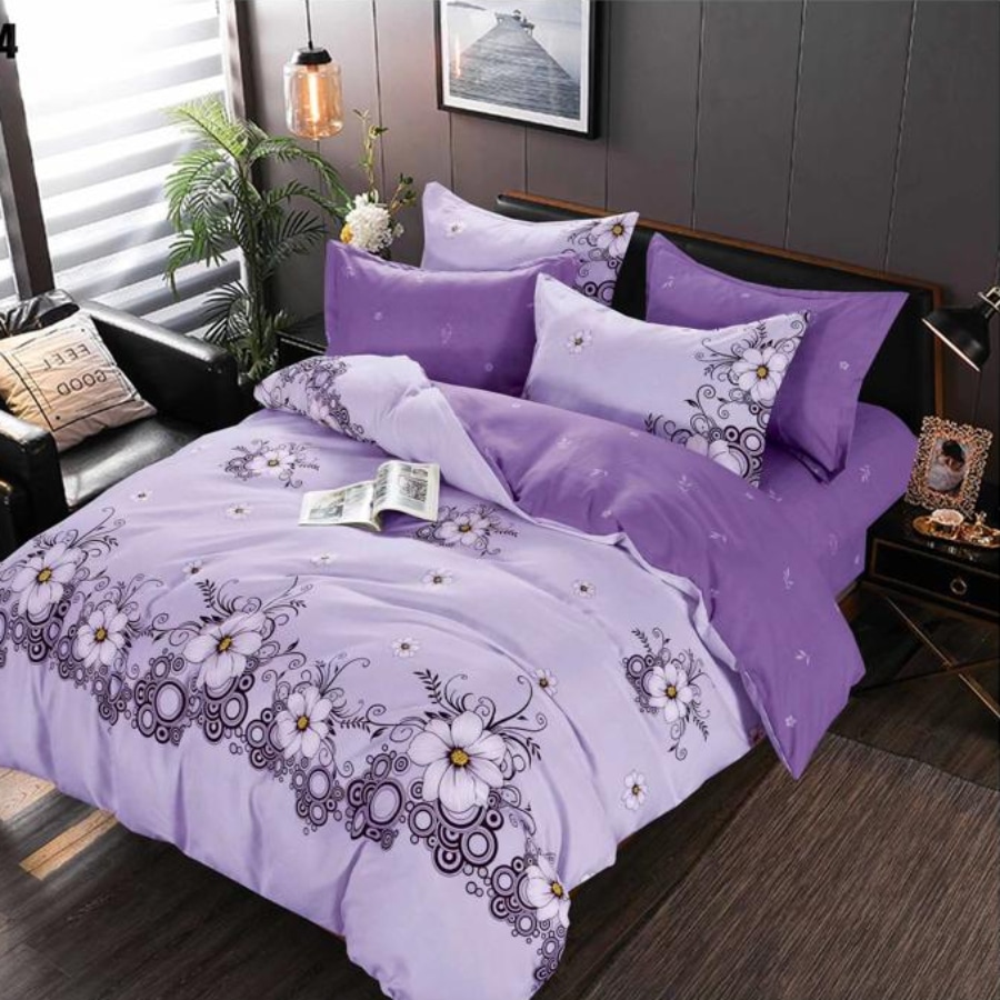 lenjerie de pat finet lila cu flori lenjerie de pat finet lila cu flori