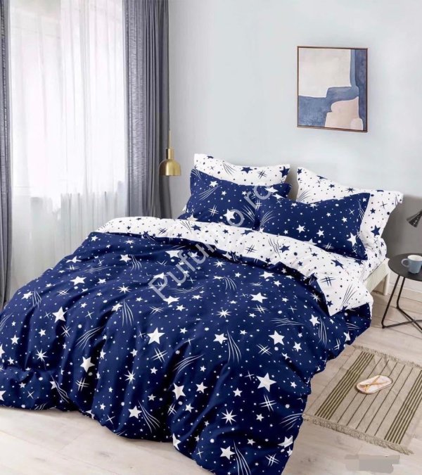 Lenjerie bleumarin cu stelute albe