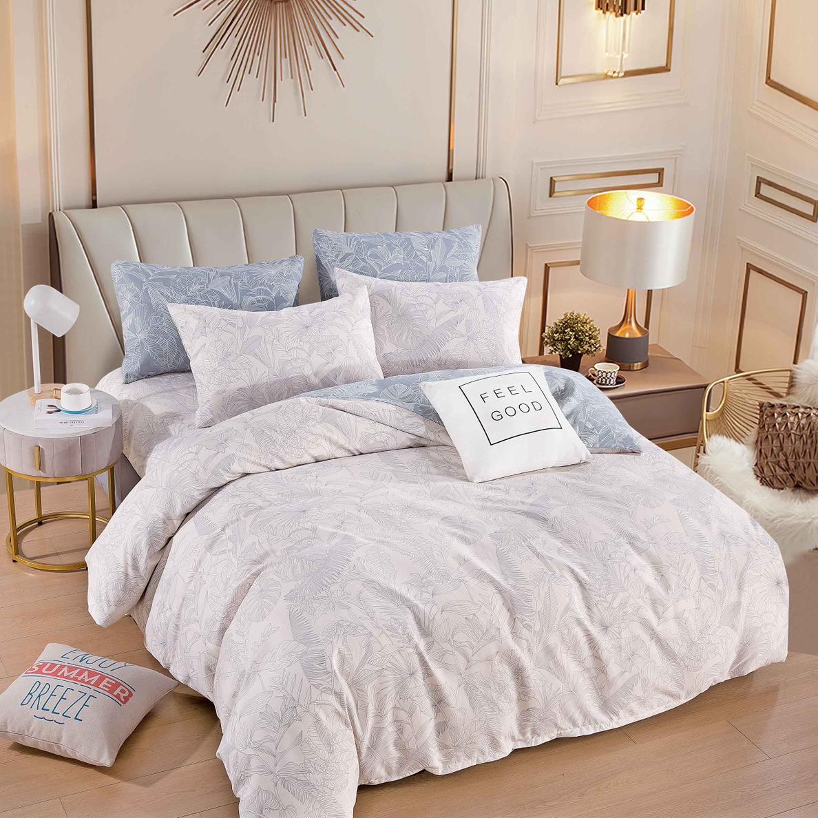 lenjerie crem albastru cu frunze simple lenjerie crem albastru cu frunze simple