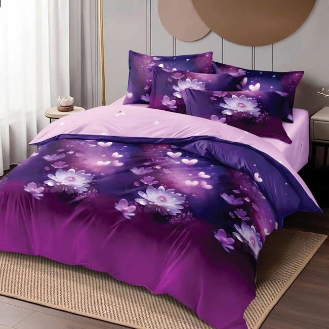 lenjerie mov cu flori albe lenjerie mov cu flori albe