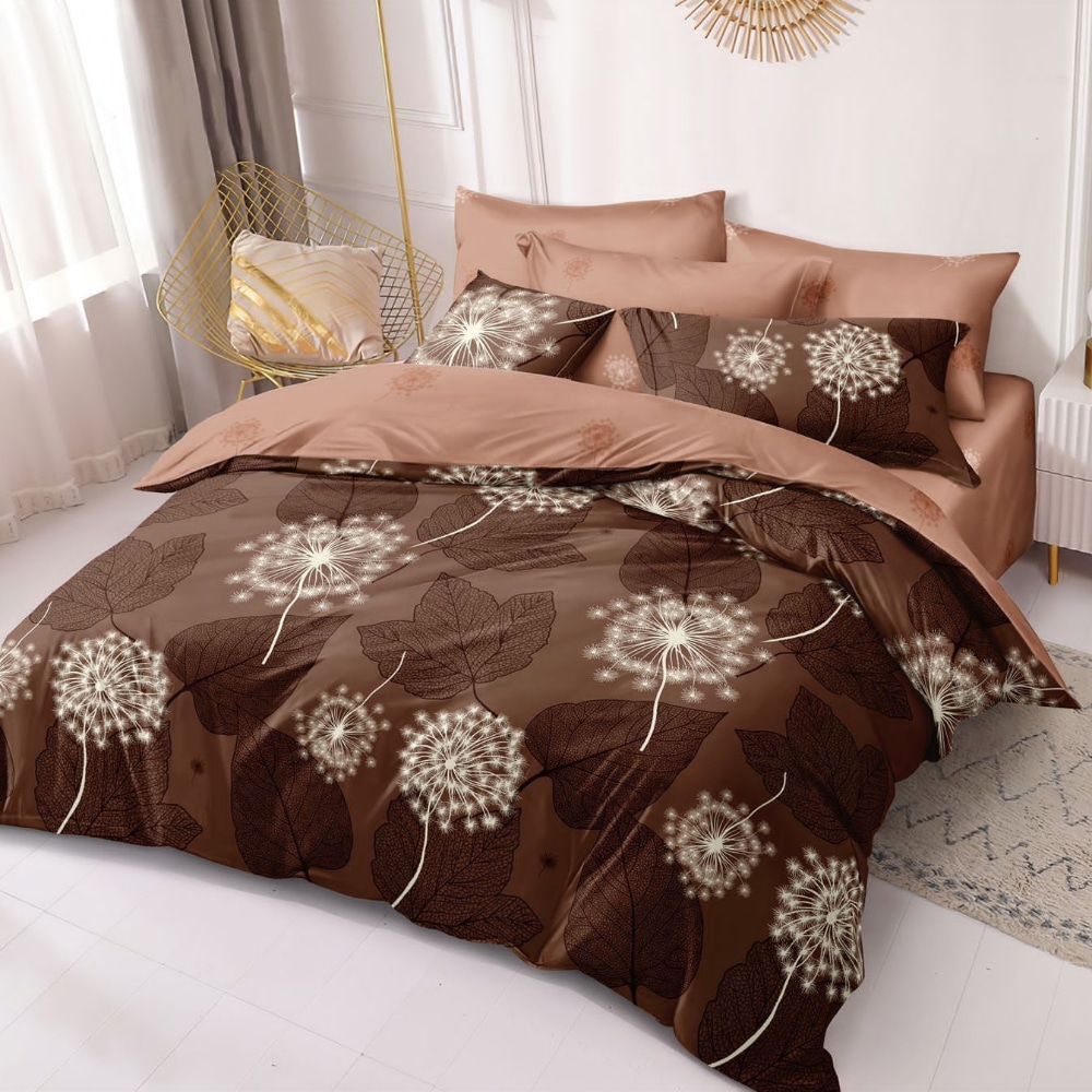 lenjerie de pat finet maro cu papadie lenjerie de pat finet maro cu papadie