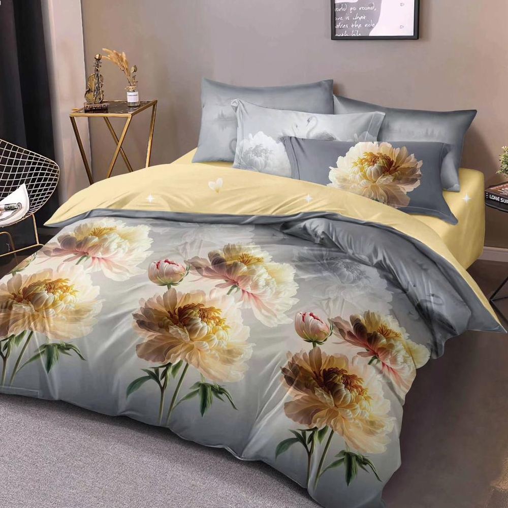 lenjerie gri cu floare 3d lenjerie gri cu floare 3d