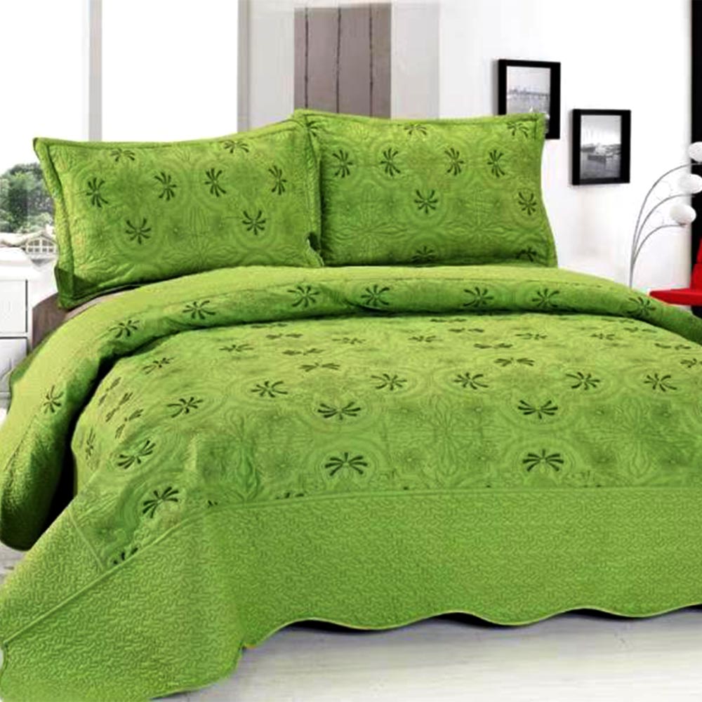 Cuvertura de pat verde cu fete de perna Cuvertura de pat verde cu fete de perna