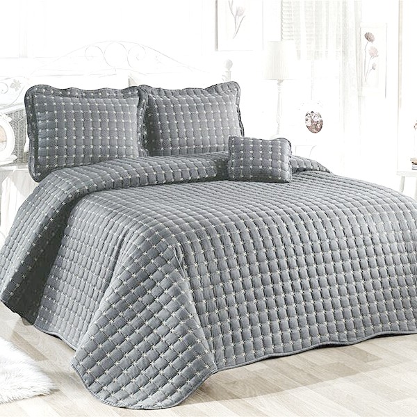 cuvertura brodata gri deschis