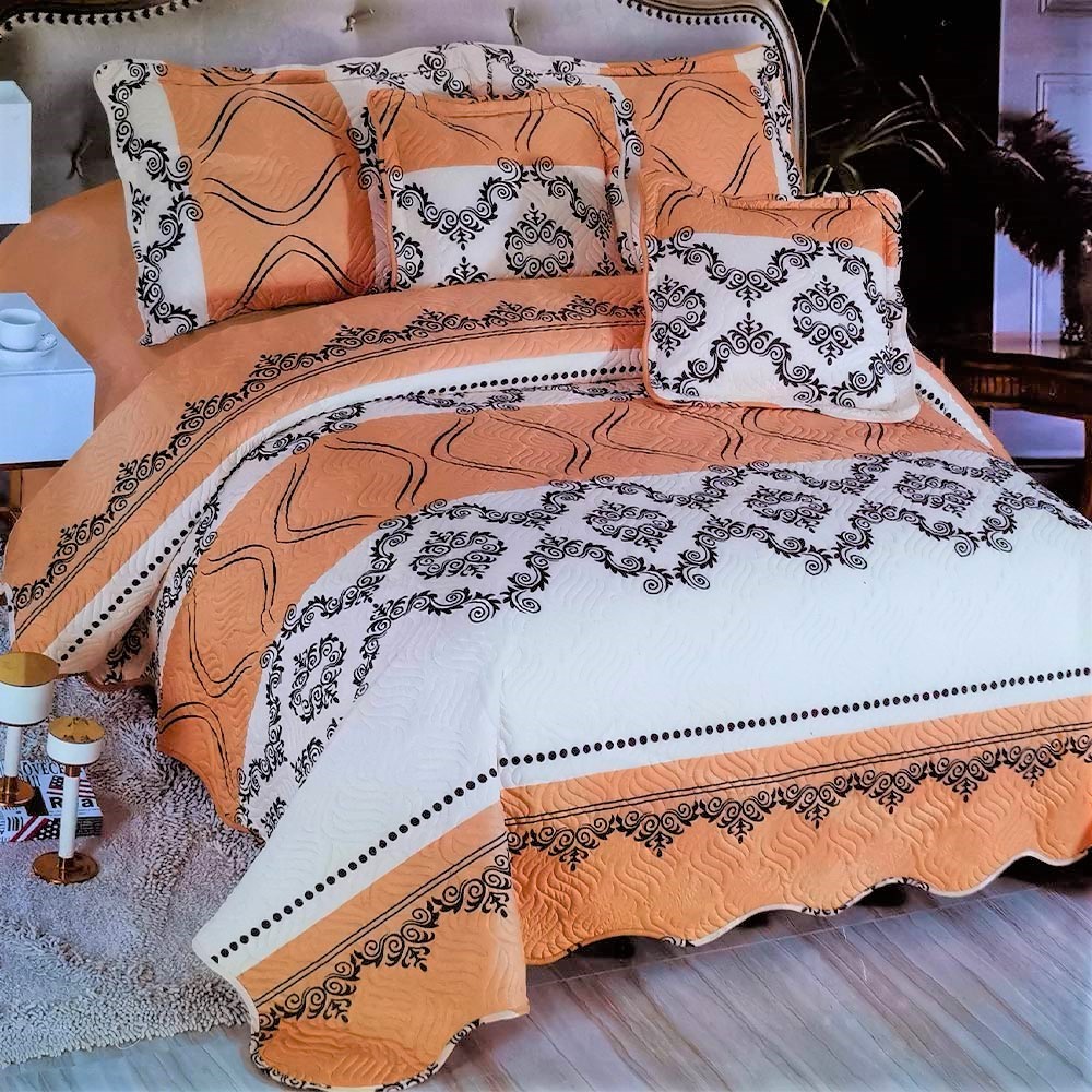 cuvertura de pat alba cu portocaliu cuvertura de pat alba cu portocaliu