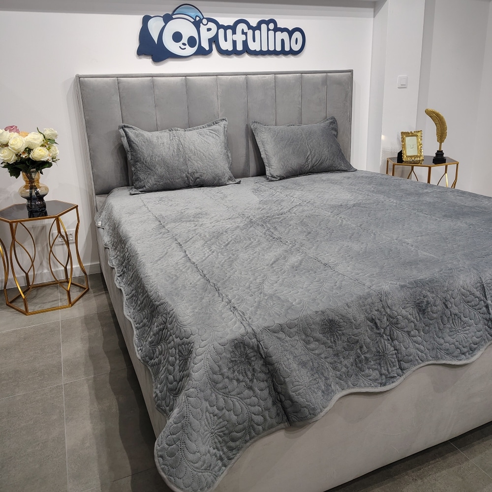 Cuvertura Microfibra Catifea Gri Inchis