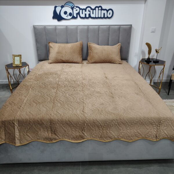 Cuvertura microfibra catifelata cappuccino