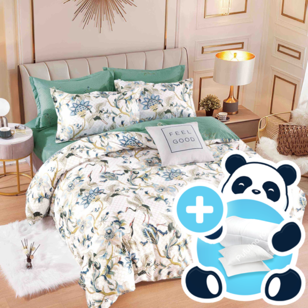 Lenjerie cu flori verzi