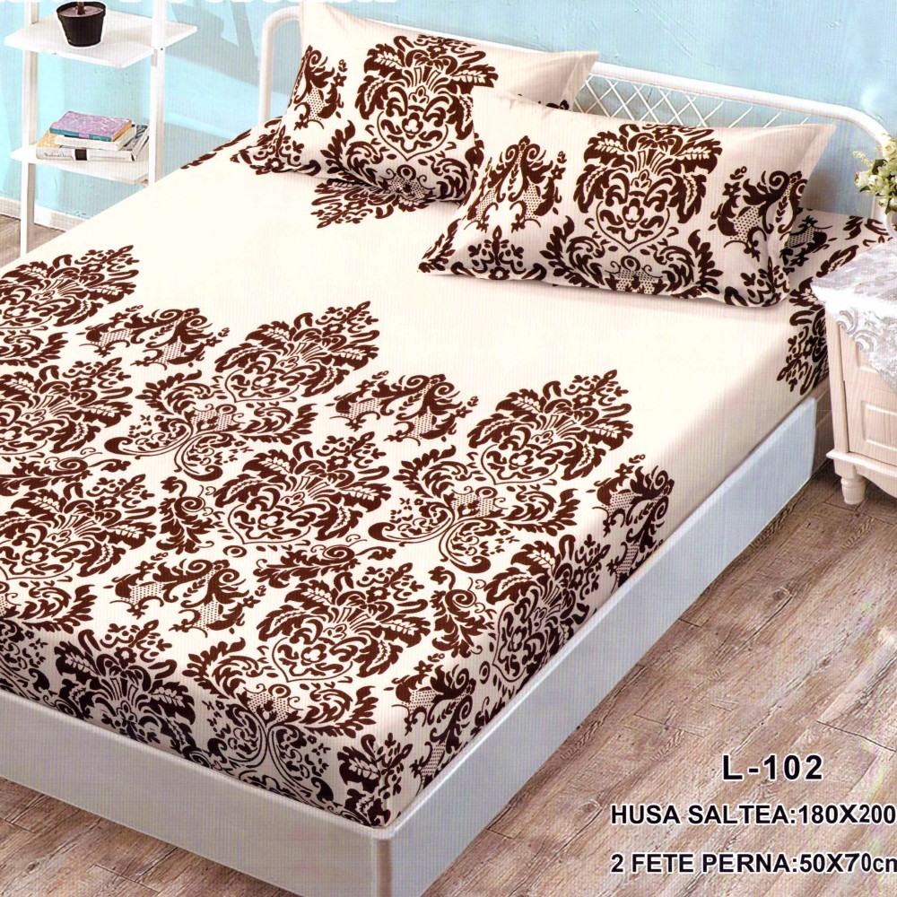 husa de pat finet si 2 fete de perna crem cu model abstract husa de pat finet si 2 fete de perna crem cu model abstract