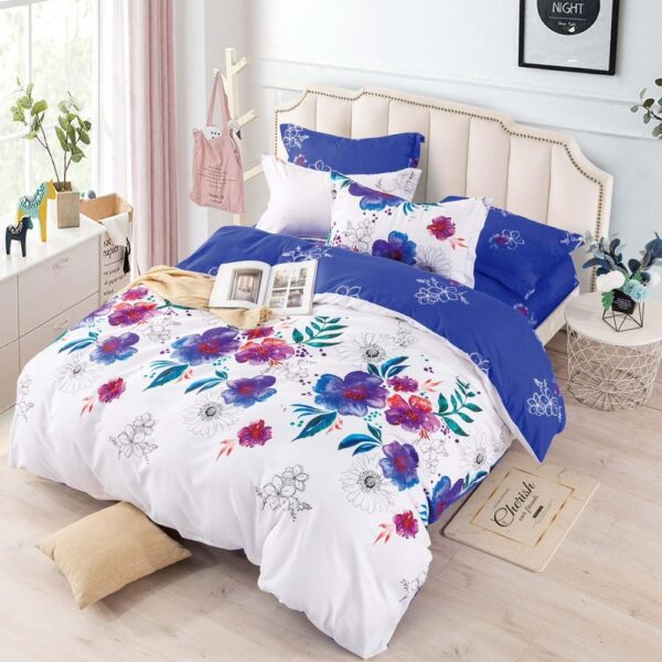 lenjerie din finet alba cu flori colorate