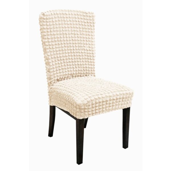 set 6 huse de scaun creponate - crem ivory