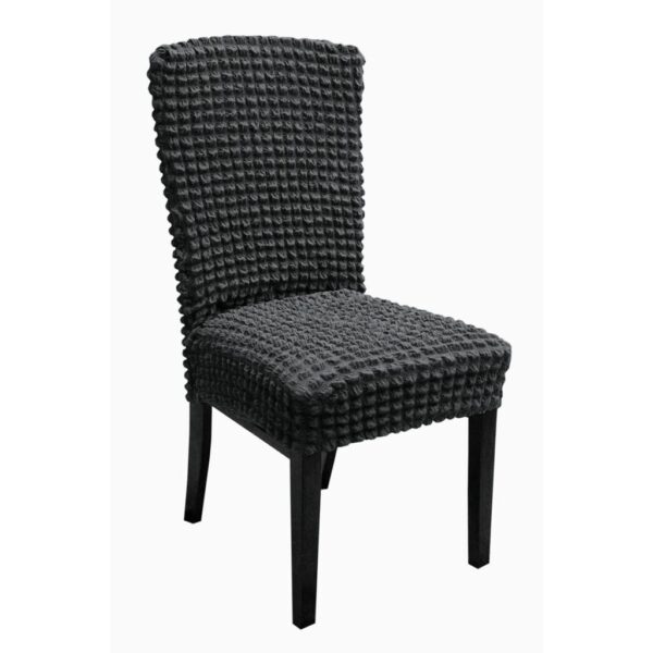 set 6 huse de scaun creponate - gri inchis