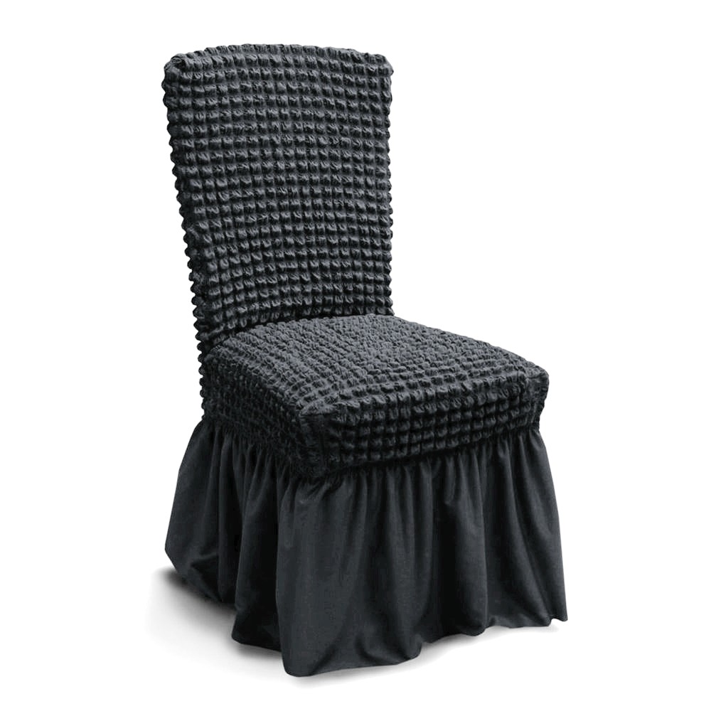 husa de scaun creponata cu volane - gri inchis husa de scaun creponata cu volane - gri inchis