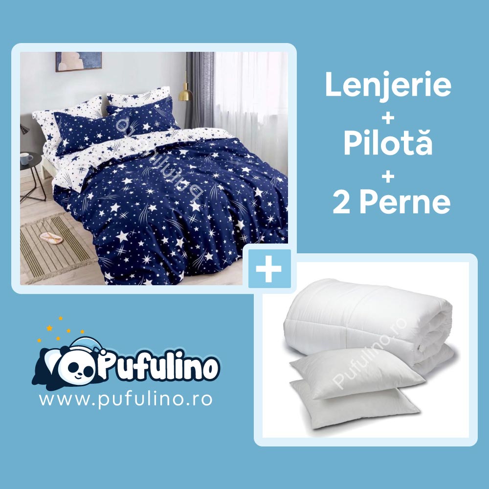 set-lenjerie-de-pat-albastra-cu-pilota-si-perne set-lenjerie-de-pat-albastra-cu-pilota-si-perne