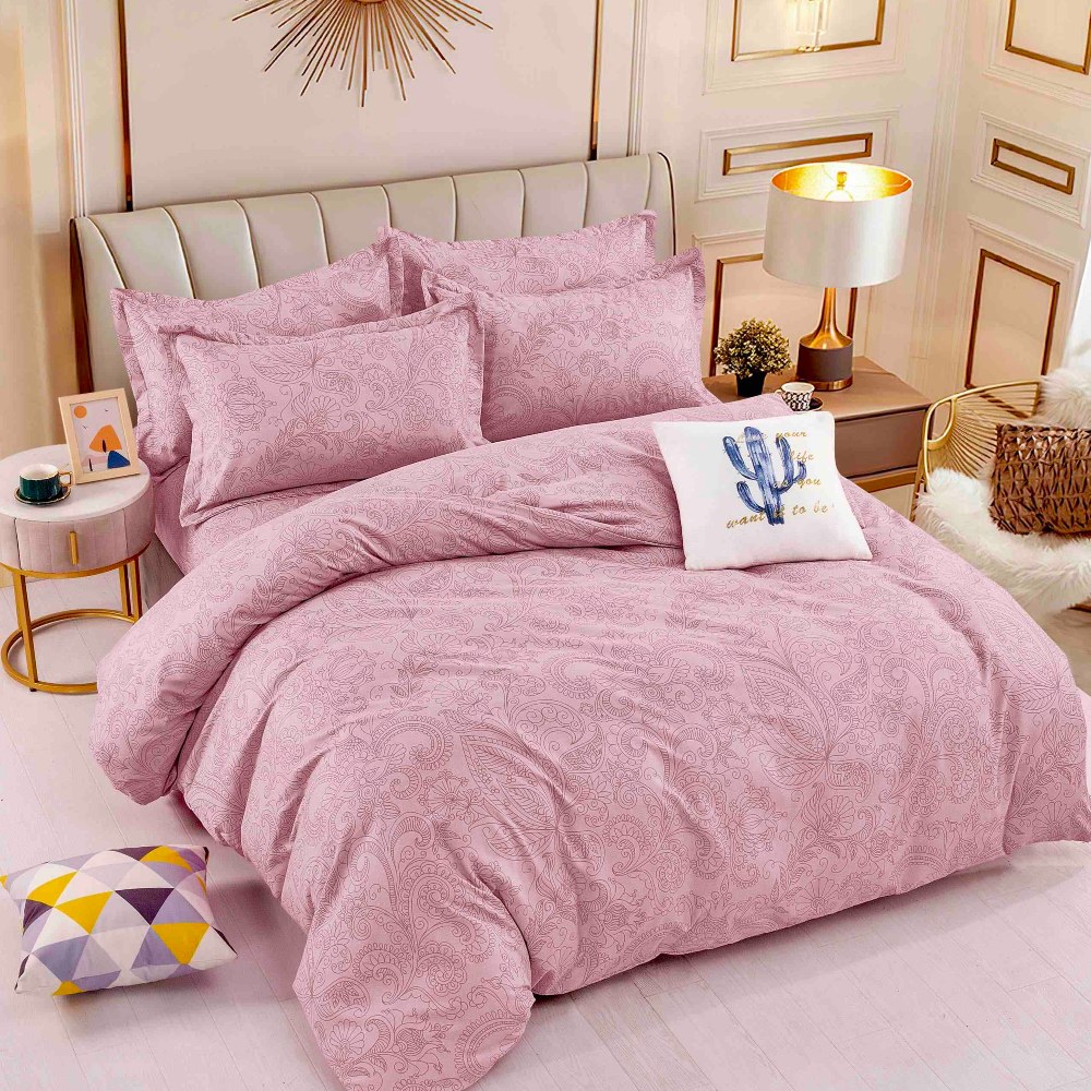 lenjeire de pat finet roz cu model abstract lenjeire de pat finet roz cu model abstract