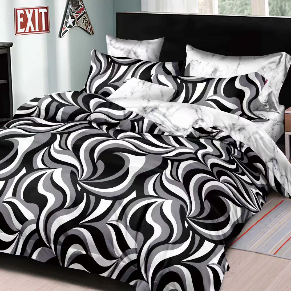 lenjerie din bumbac satinat alb cu negru lenjerie din bumbac satinat alb cu negru