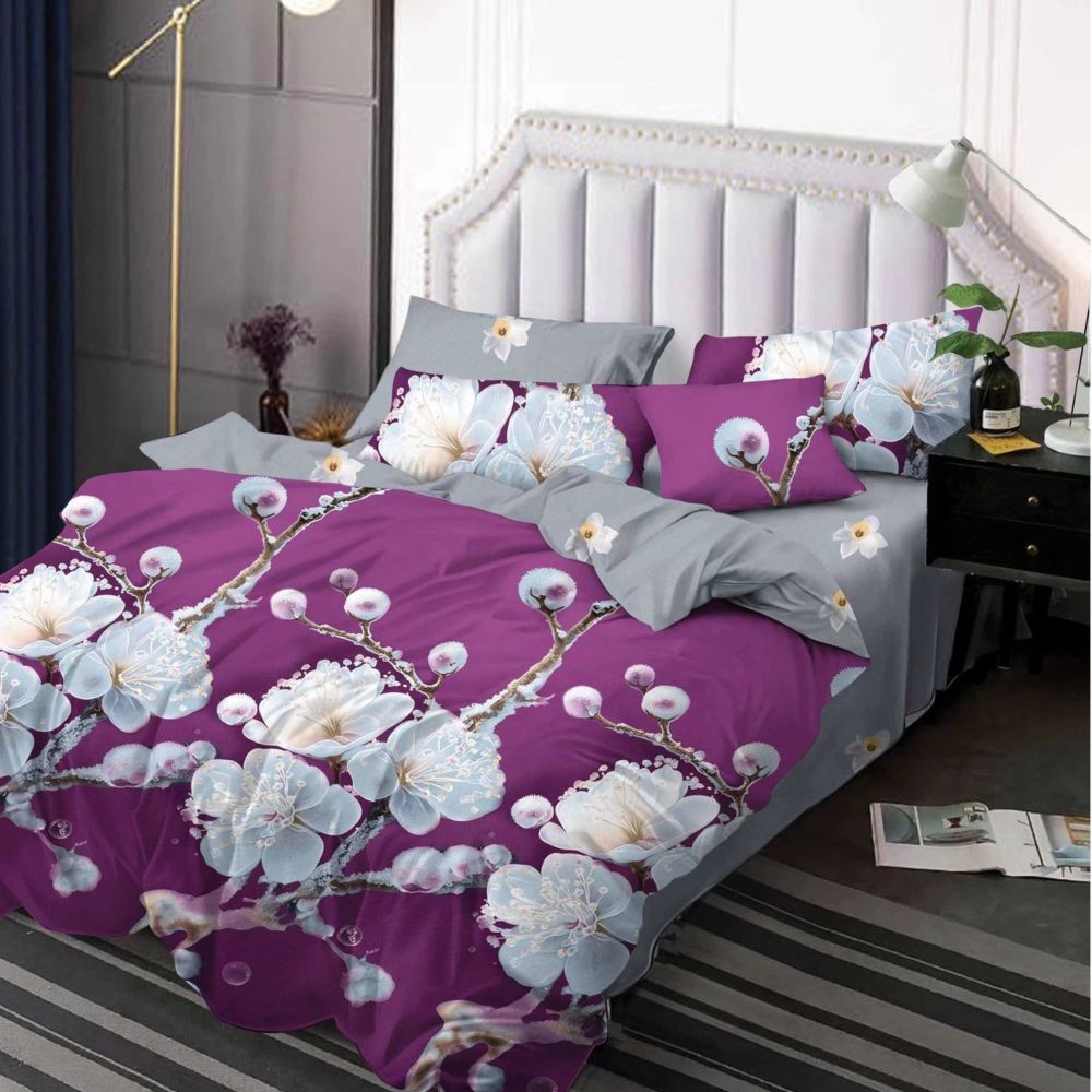 lenjerie mov gri cu flori lenjerie mov gri cu flori