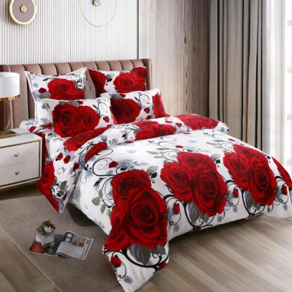 lenjerie cocolino alba cu trandafiri