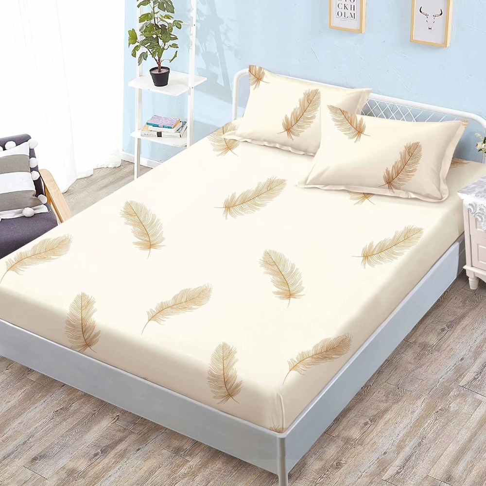 husa de pat finet crem cu pene husa de pat finet crem cu pene