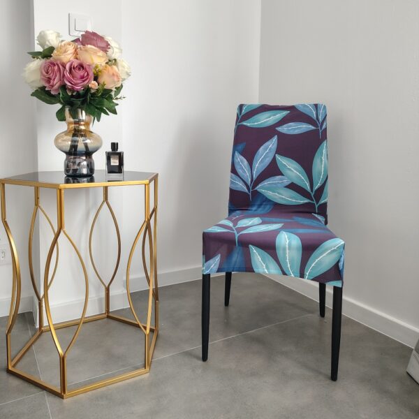 husa de scaun finet albastra cu frunze