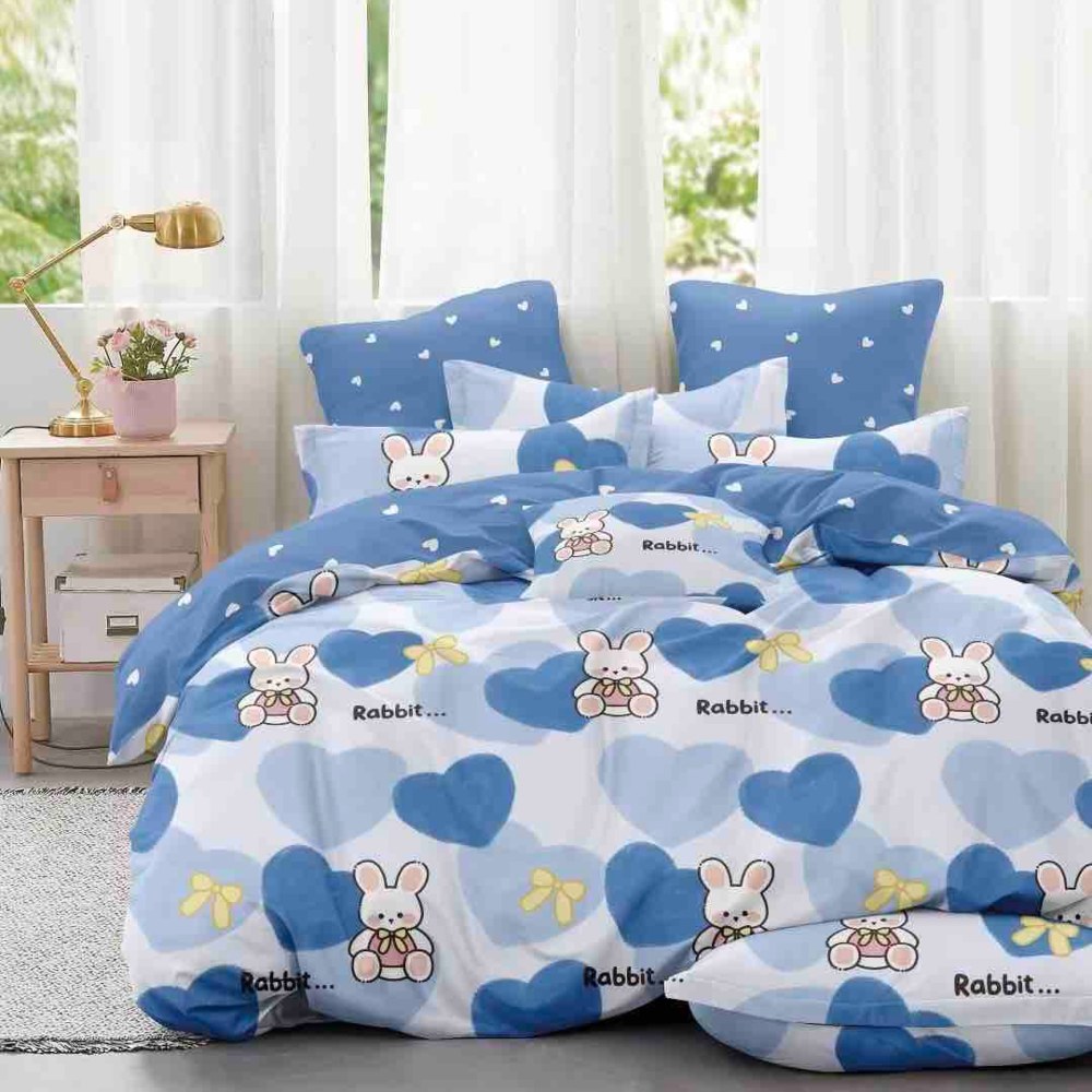 lenejrie de pat finet albastra cu iepurasi lenejrie de pat finet albastra cu iepurasi