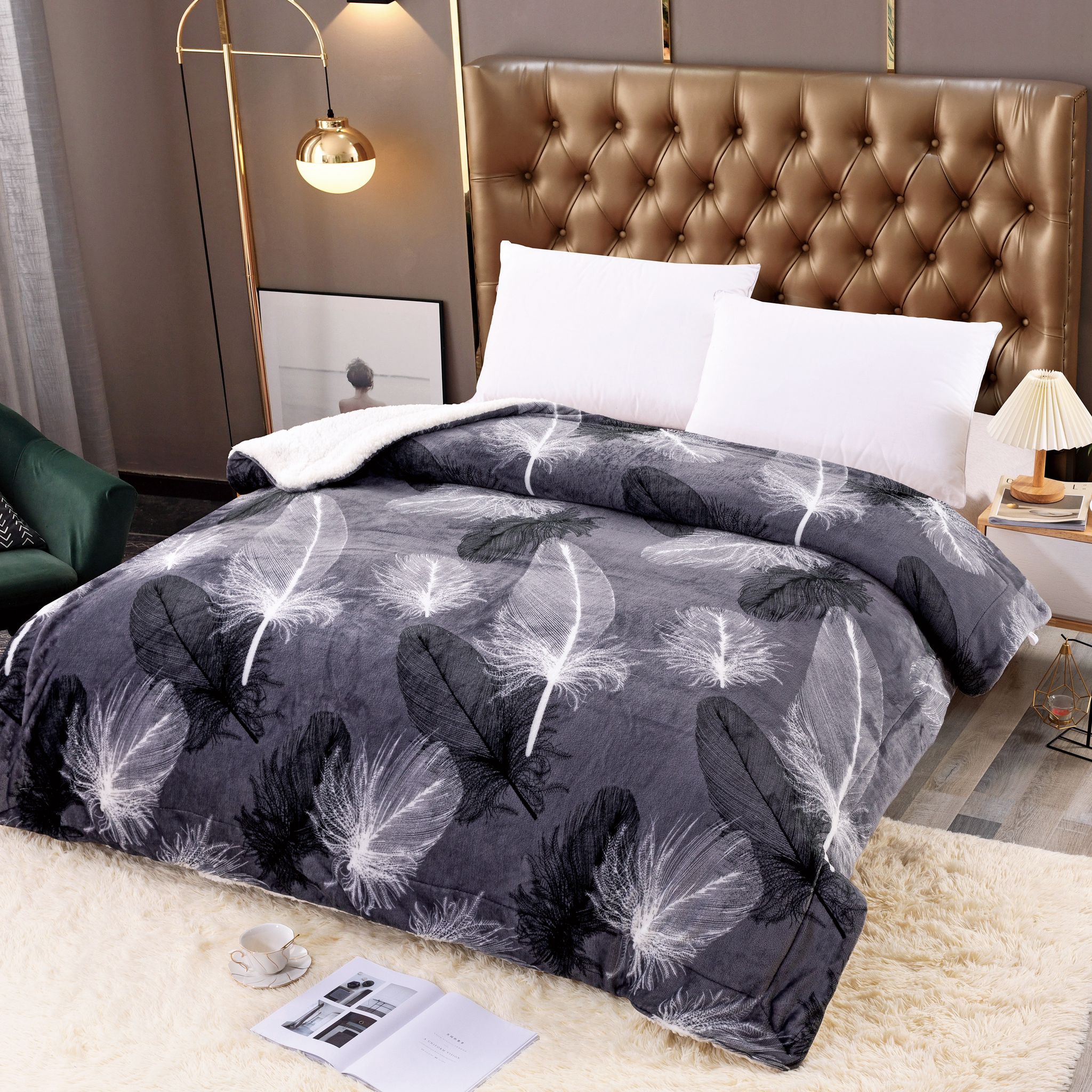 patura cocolino cu blanita gri cu fulgi patura cocolino cu blanita gri cu fulgi