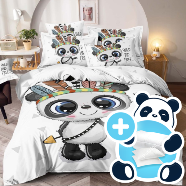 Lenjerie panda cu pene