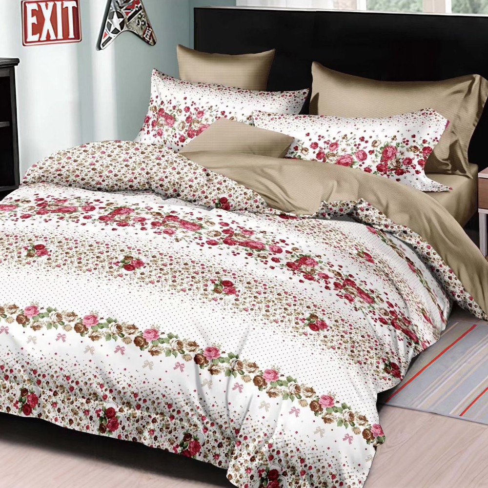 lenjerie alba cu flori rosii bumbac satinat lenjerie alba cu flori rosii bumbac satinat