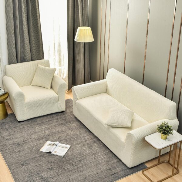 set huse canapea si fotoliu crem jacquard