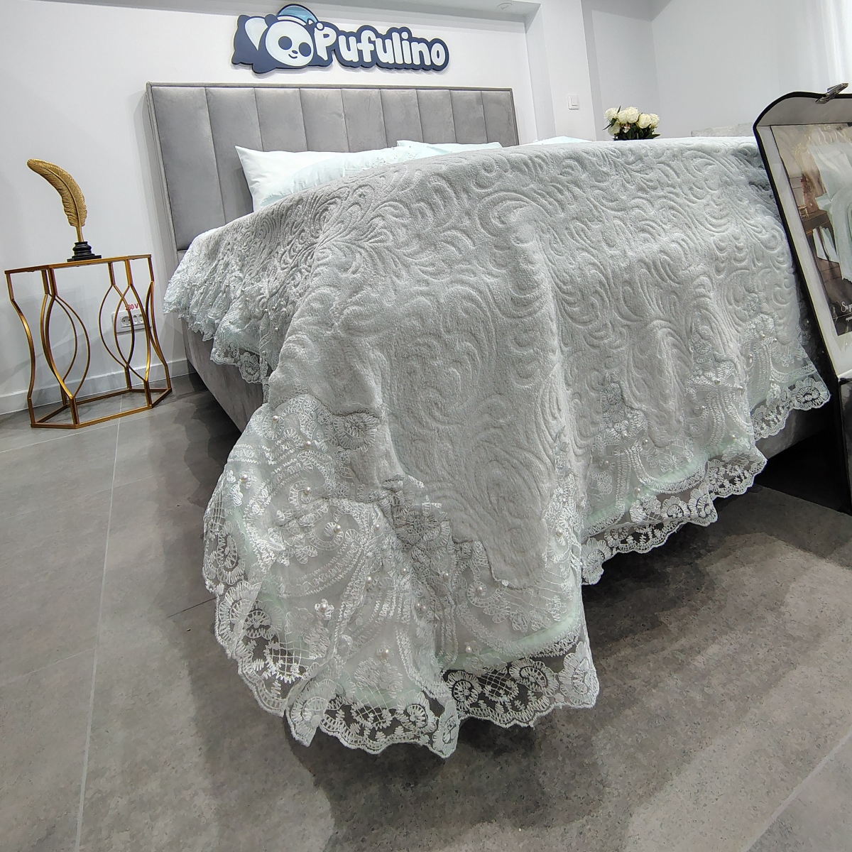 Cuvertura Sabak Verde Menta dantela Cuvertura Sabak Verde Menta dantela