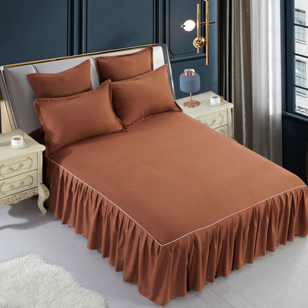 lenjerie cu volan uni maro lenjerie cu volan uni maro