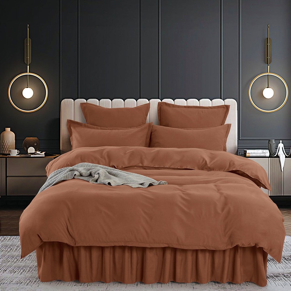 lenjerie cu volan uni maro lenjerie cu volan uni maro