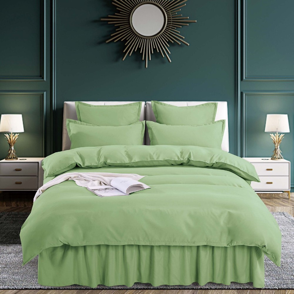 lenjerie cu volan uni verde lenjerie cu volan uni verde