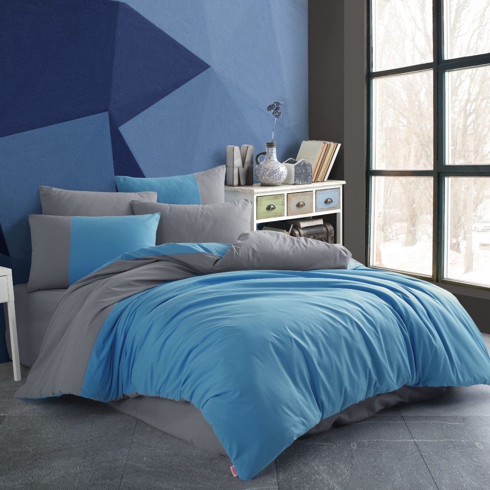 lenjerie bumbac 100% poplin uni - gri mavi lenjerie bumbac 100% poplin uni - gri mavi