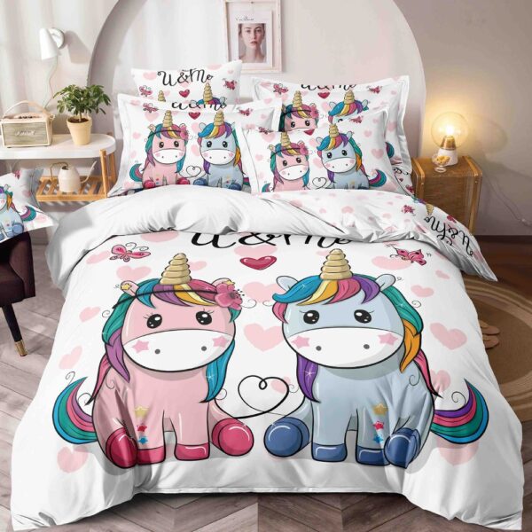 lenjerie 1 persoana cu unicorni