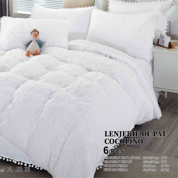 lenjerie cocolino fluffy alb