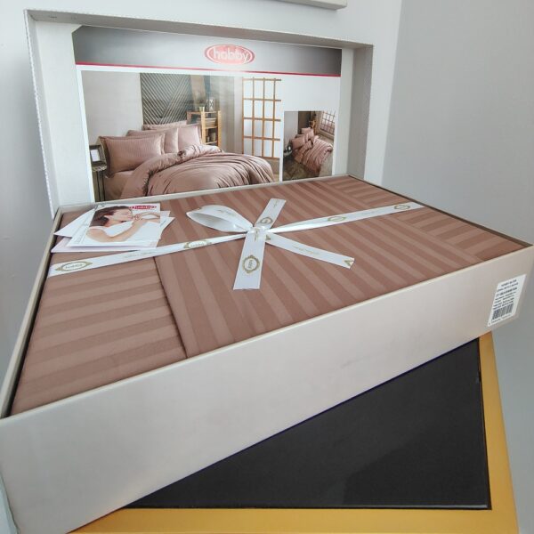 lenjerie de pat bumbac damasc maro