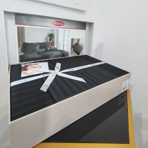 lenjerie de pat bumbac damasc neagra