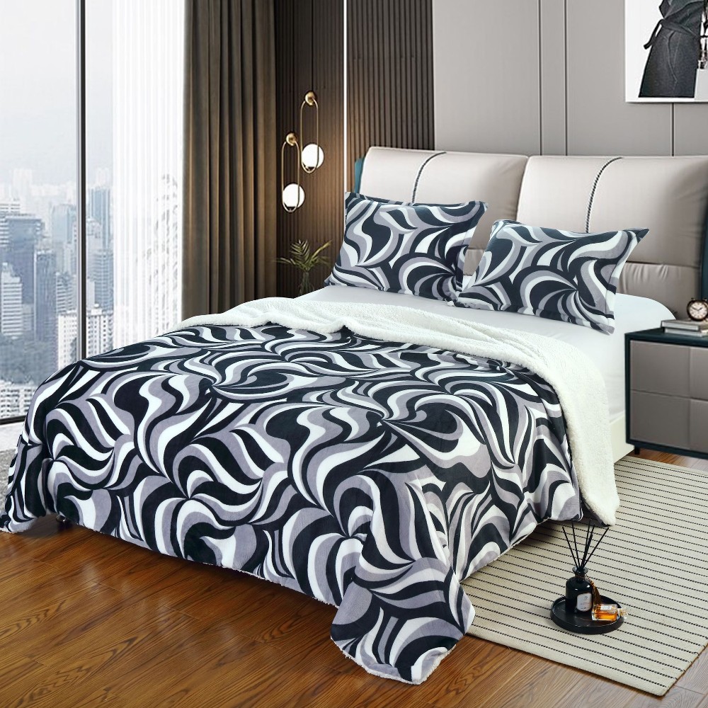 patura cu blanita + fete de perna alb negru patura cu blanita + fete de perna alb negru