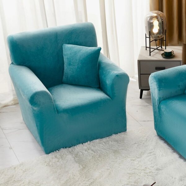 husa catifea fotoliu - turcoaz
