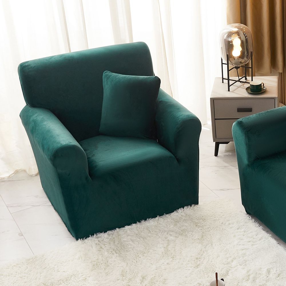 husa catifea fotoliu - verde husa catifea fotoliu - verde