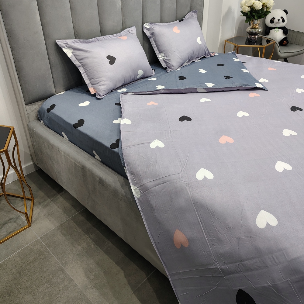 lenjerie bumbac satinat lila cu inimioare 3 lenjerie bumbac satinat lila cu inimioare