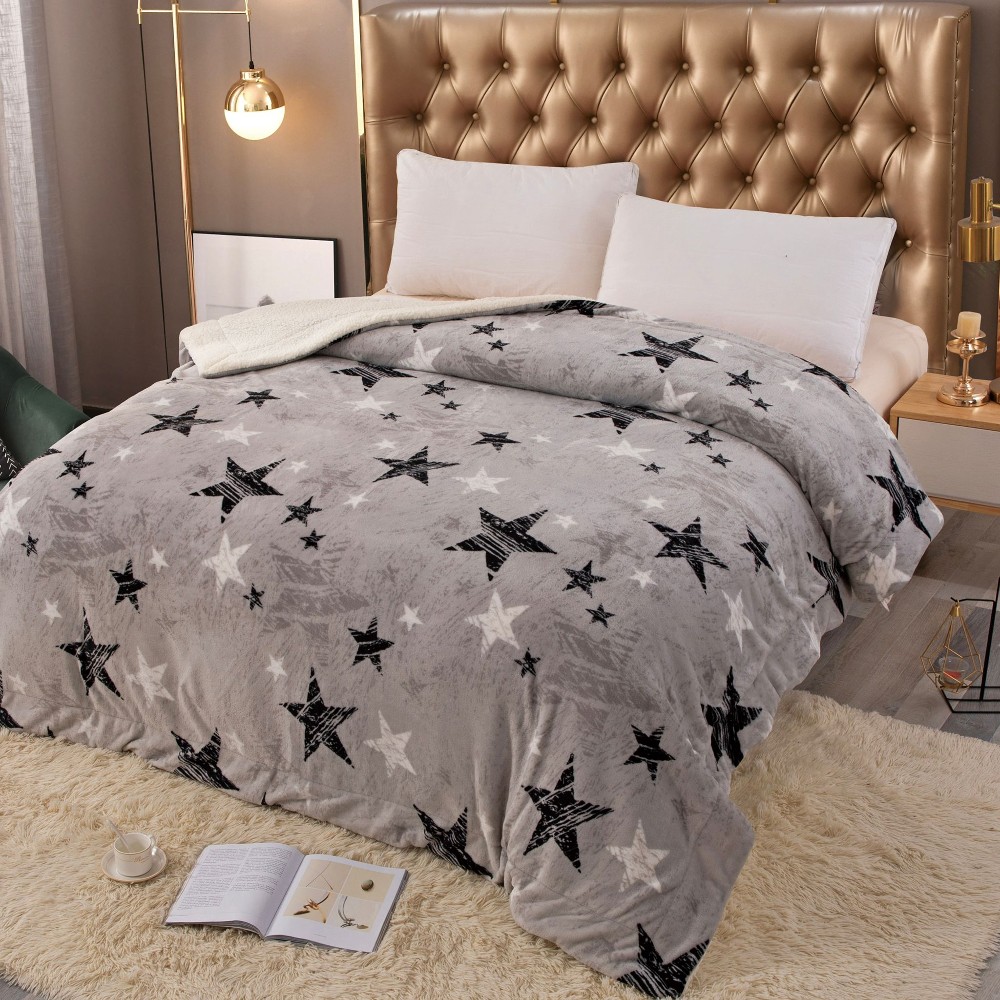 patura cu blanita gri cu stelute patura cu blanita gri cu stelute