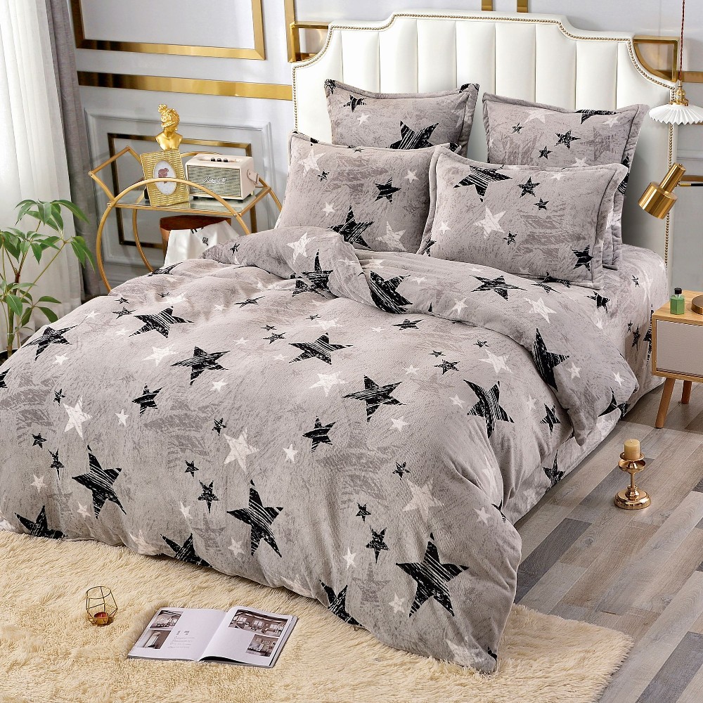 lenjerie cocolino gri cu stelute lenjerie cocolino gri cu stelute