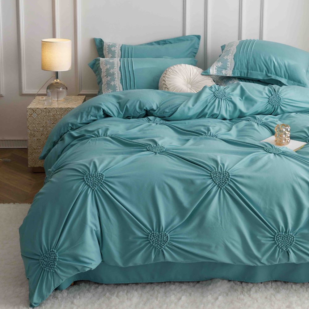 lenjerie cu pliuri inimioare si broderie - menta 2 lenjerie cu pliuri inimioare si broderie - menta