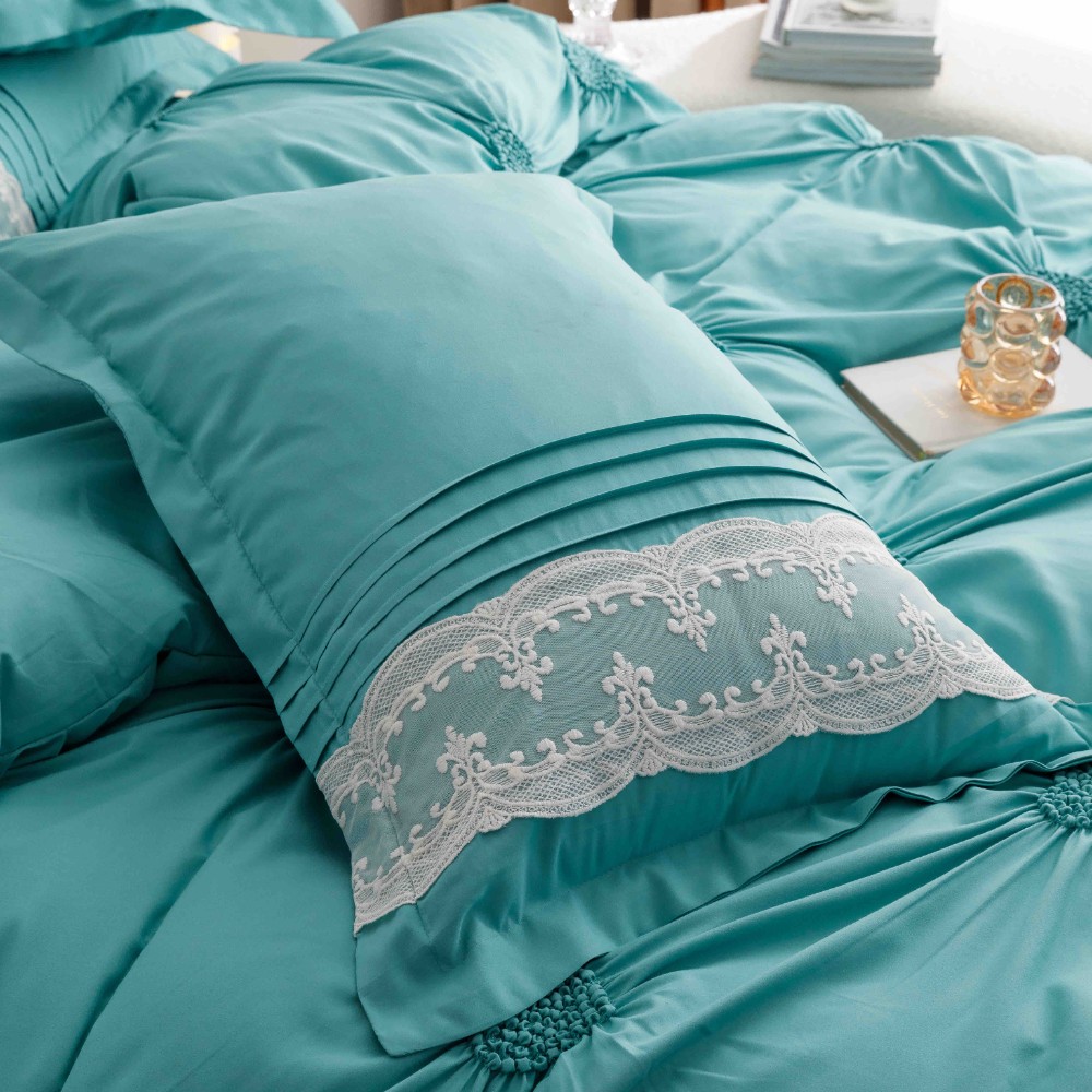 lenjerie cu pliuri inimioare si broderie - menta 3 lenjerie cu pliuri inimioare si broderie - menta