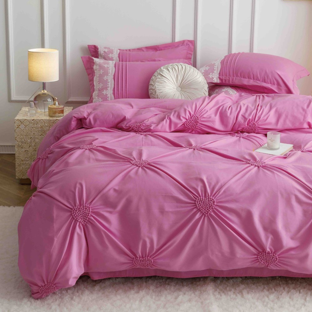 lenjerie cu pliuri inimioare si broderie - roz 2 lenjerie cu pliuri inimioare si broderie - roz