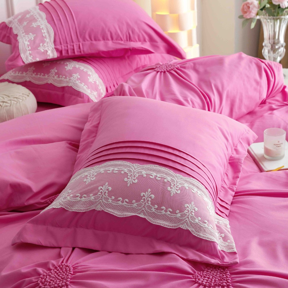 lenjerie cu pliuri inimioare si broderie - roz 3 lenjerie cu pliuri inimioare si broderie - roz